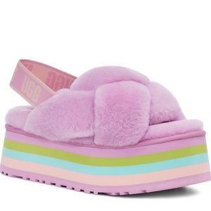 - ugg® UGG disco knot genuine shearling slide (women) purple